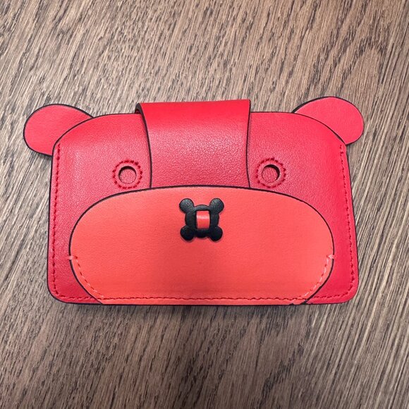 Anya Hindmarch Handbags - Anya Hindmarch Red Bear Leather Card Holder Case